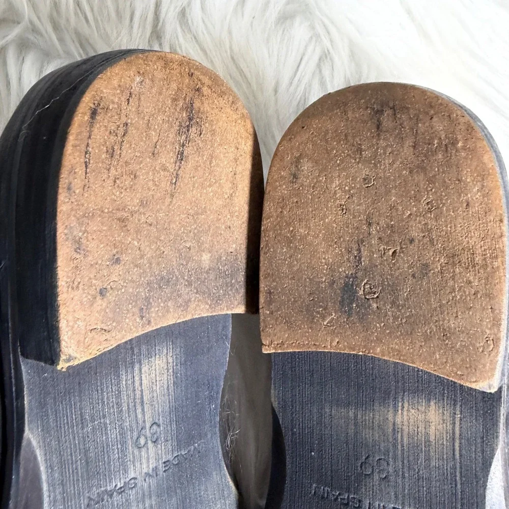 Free People Royale Flat Carbon Black Distressed D'Orsay Pointed Toe Shoes 39